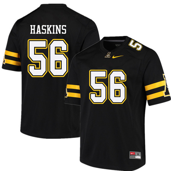 Men #56 Nate Haskins Appalachian State Mountaineers College Football Jerseys Sale-Black